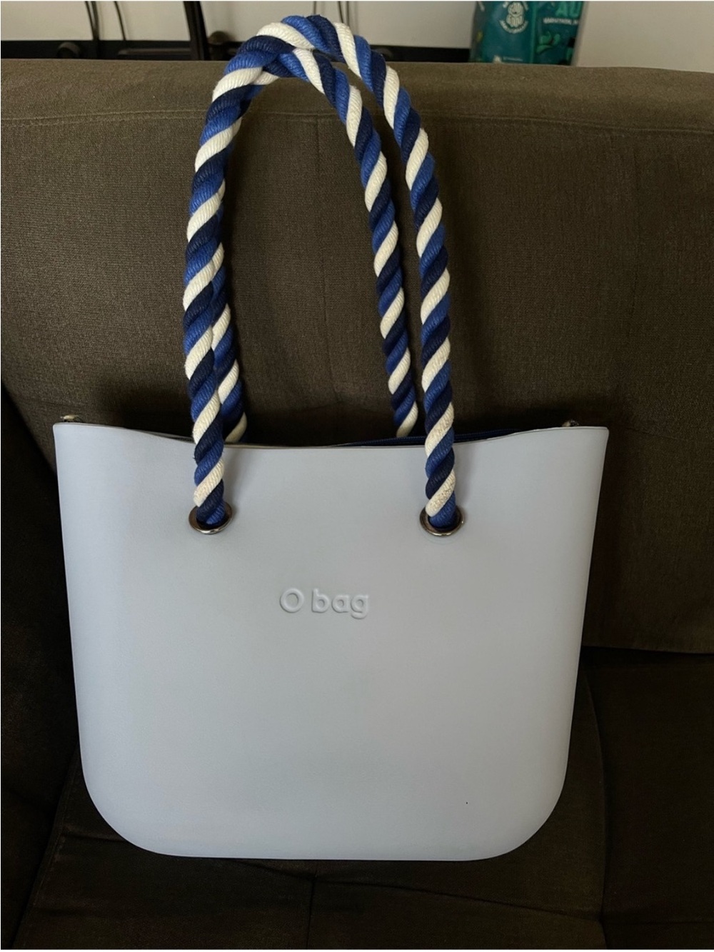 O BAG Light Blue Tote with Navy Rope Handles PLUS
Leather exchangeable
Handels